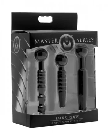 (D)MASTER SERIES DARK RODS 3 PIECE PENIS PLUG SET SILICONE