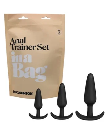 Doc Johnson Anal Plug Trainer Set In A Bag 3-Piece Silicone Black