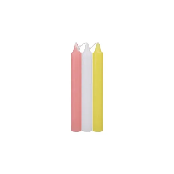 Doc Johnson Japanese Drip Candles, 3-Pack, Pink, White, Yellow