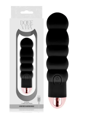 DOLCE VITA - RECHARGEABLE VIBRATOR SIX BLACK 7 SPEEDS
