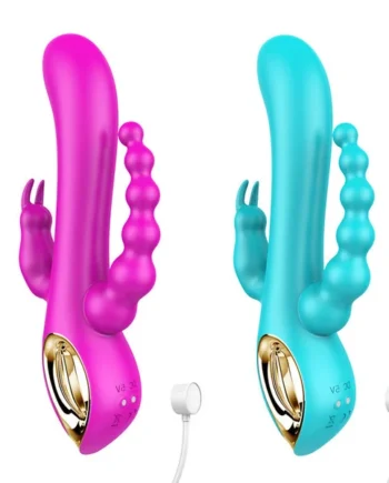 Domlust Three-Head Dragon Vibrator- G-spot Rabbit Beads Anus Stimulation 3-in-1 Female Sex Toys