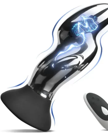 Domlust Vibrating Butt Plug - Remoter E-Stim Metal Anal Plug Vibrator