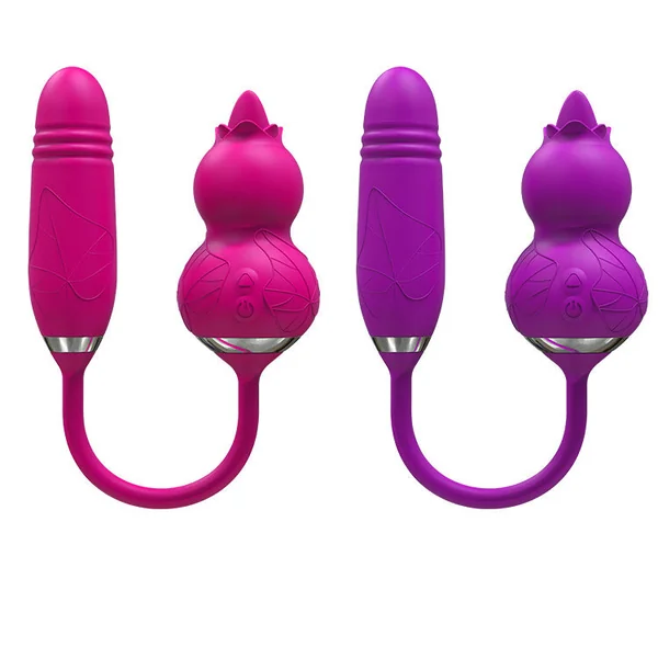 Double End Thrusting Anal Dildo Clit Stimulator - Realistic Gourd Silicone Female Sex Toys Gift