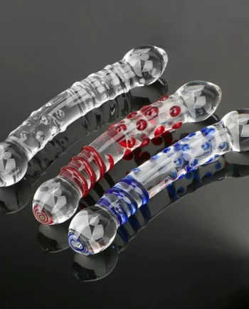 Double Glass Dildo - Colorful Crystal Anal Dildo Butt Plug Prostate Massager