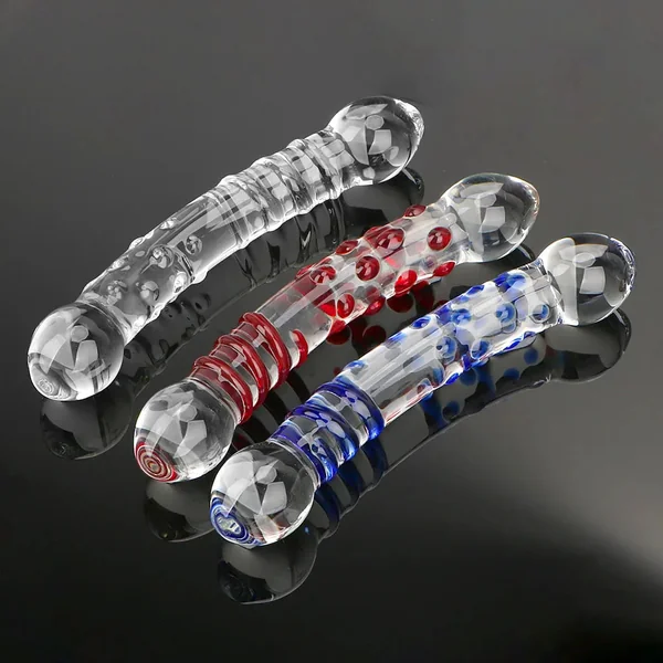 Double Glass Dildo - Colorful Crystal Anal Dildo Butt Plug Prostate Massager