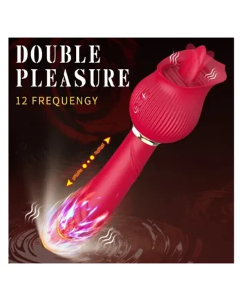 Double-Ended Licking Vibrator Dildos Rose Sex Toy