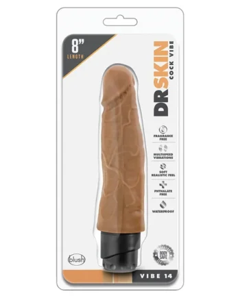 Dr. Skin Cock Vibe 14 Realistic Mocha 8-Inch Long Vibrating Dildo