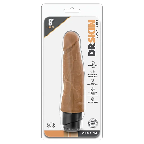 Dr. Skin Cock Vibe 14 Realistic Mocha 8-Inch Long Vibrating Dildo