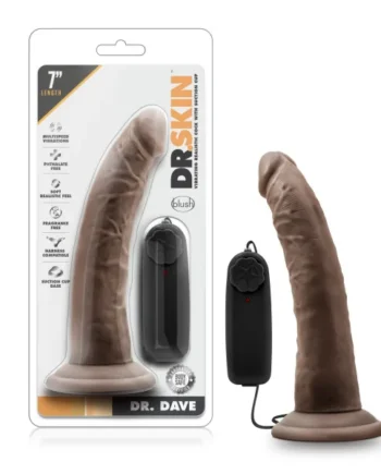DR SKIN DR DAVE 7IN VIBRATING COCK W/ SUCTION CUP CHOCOLATE