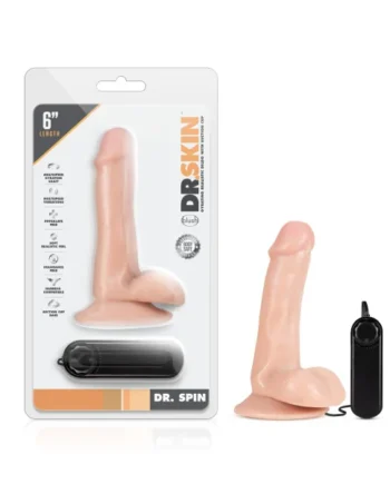 DR. SKIN DR. SPIN 6IN GYRATING REALISTIC DILDO VANILLA