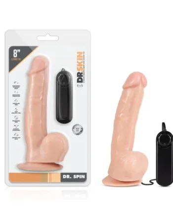 DR. SKIN DR. SPIN 8IN GYRATING REALISTIC DILDO VANILLA