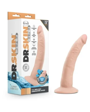 Dr. Skin Glide Realistic 7.5 in. Self-Lubricating Dildo Beige