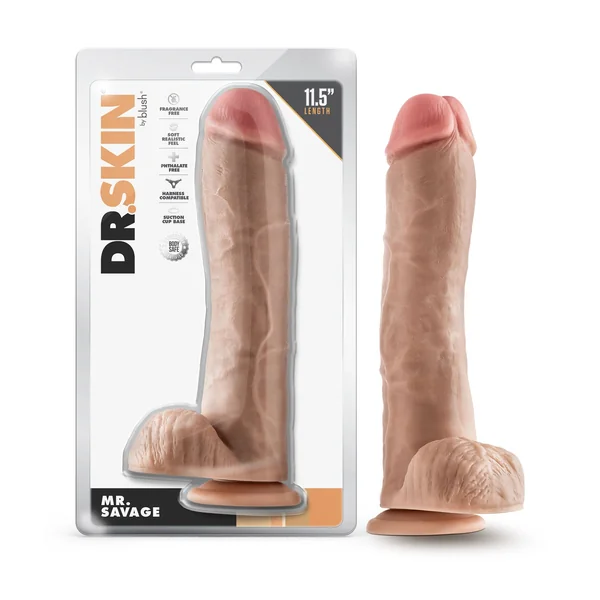 Dr. Skin - Mr. Savage - 11.5 Inch Dildo With Balls - Beige