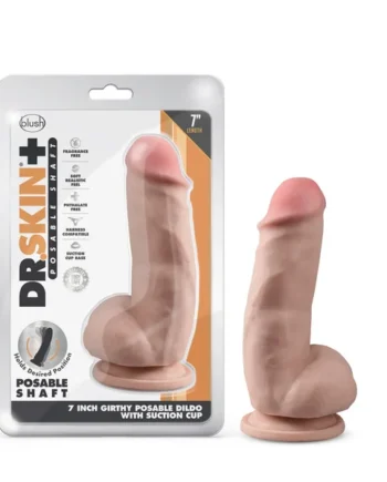 Dr. Skin Plus - 7 Inch Girthy Posable Dildo With Balls - Vanilla