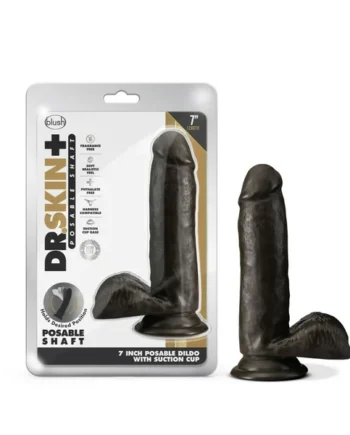 DR SKIN PLUS 7IN POSEABLE GIRTHY DILDO CHOCOLATE