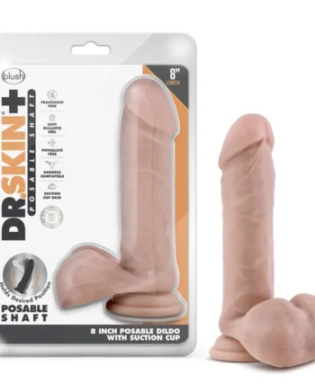 Dr. Skin Plus - 8 Inch Posable Dildo With Balls - Vanilla