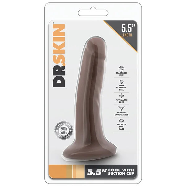 Dr. Skin Realistic Chocolate 5.5-Inch Long Dildo With Suction Cup Base