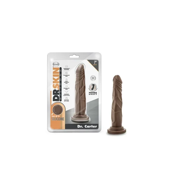 Dr. Skin Silicone – Dr. Carter – 7 Inch Dong with Suction Cup – Chocolate