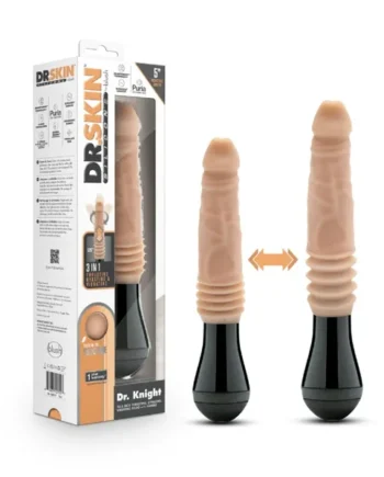 Dr. Skin Silicone Dr. Knight Thrusting Gyrating Vibrating Dildo Realistic Vibrator – Beige