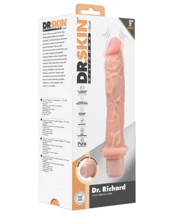 Dr. Skin Silicone Dr. Richard Beige 9.75-Inch Long Vibrating Dildo