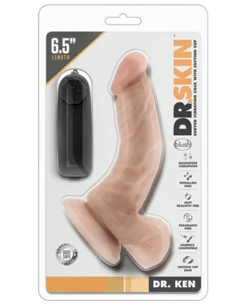 Dr. Skin Vibrating Cock With Suction Cup-Vanilla 6.5