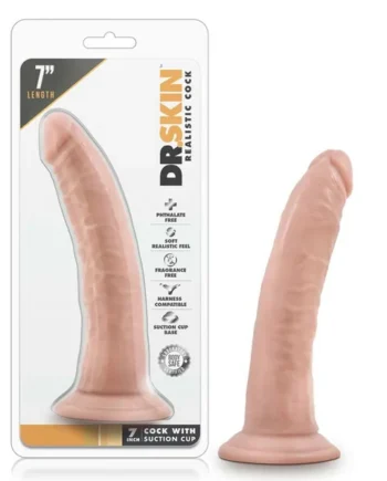 Dr. Skin White Thin 7 Inch Suction Cup Anal Dildo by Blush Novelties