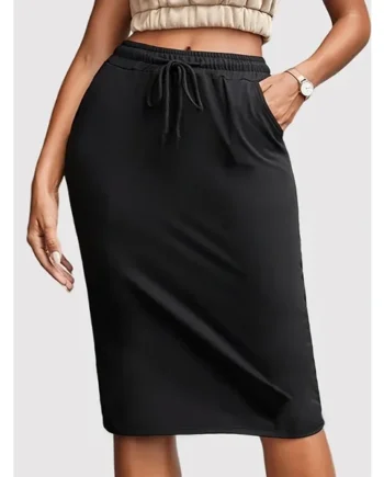 Drawstring Skirt with Pockets
