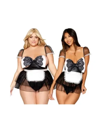 Dreamgirl Costume 13305/X Maid-Themed Open Cup Mesh Babydoll