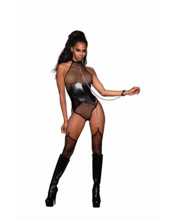 Dreamgirl Garter Teddy W Leash Black