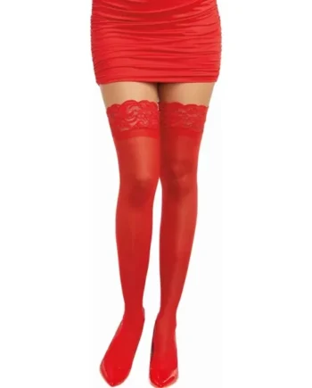 Dreamgirl Lace Top Thigh High Stockings Red