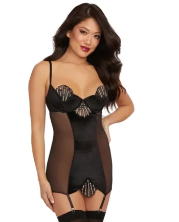 Dreamgirl Stretch Velvet Garter Slip Black XL Hanging