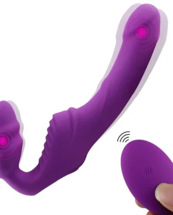 Dual Motor Strapless Strap-On Dildo Vibrator – G-Spot & Clitoral Stimulation for Couples