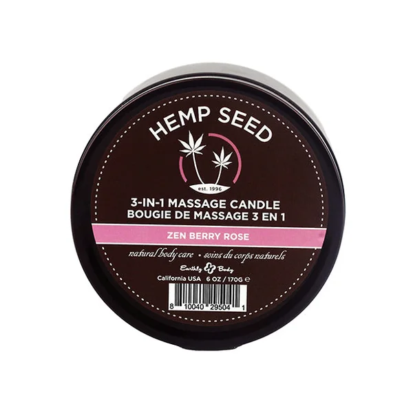 Earthly Body Suntouched Hemp Candle - 6 Oz Round Tin Zen Berry Rose