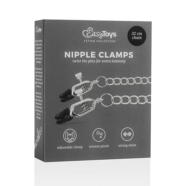 Easy Toys Big Nipple Clamps W-chain - Silver