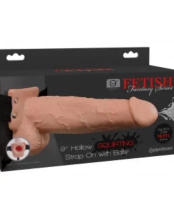 Elastic Strap-On with 9 Hollow Dildo Squirting Function Flesh