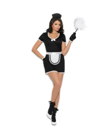 Elegant Moments Flirty Maid - 4 Pc, Costume Includes Mini Dress, Apron, Head Piece And Gloves