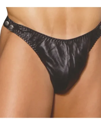 Elegant Moments Mens Leather Thong With Side Snaps