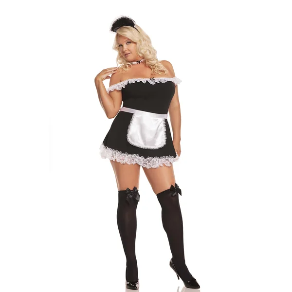 Elegant Moments Sexy Maid - 4 Pc, Costume Includes Off The Shoulder Dress, Apron, Neck Piece And Head Piece