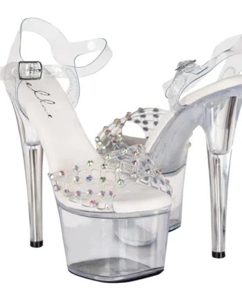 Ellie Shoes Simone 7" Stiletto Rhinestone Platform Sandals