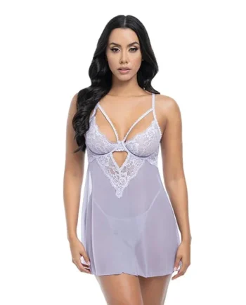 Elsie Lace & Mesh Underwire Babydoll w/G-String 2 pc Set – Brunnera Bl