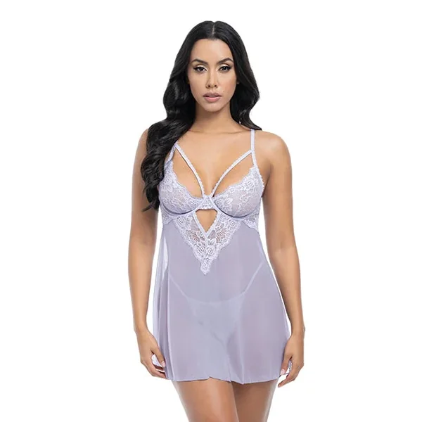 Elsie Lace & Mesh Underwire Babydoll w/G-String 2 pc Set – Brunnera Bl