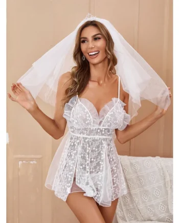 EmberIntimacy Ethereal Bride Babydoll Set