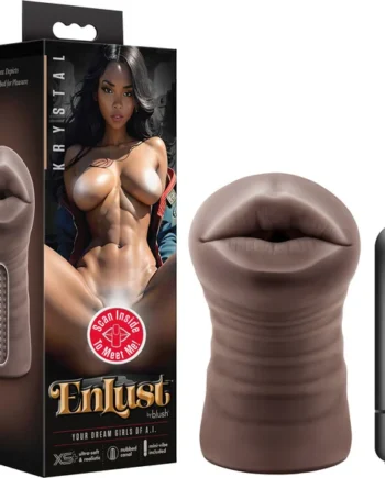 EnLust Krystal Open Ended Vibrating Mouth Penis Masturbator By Blush - Chocolate