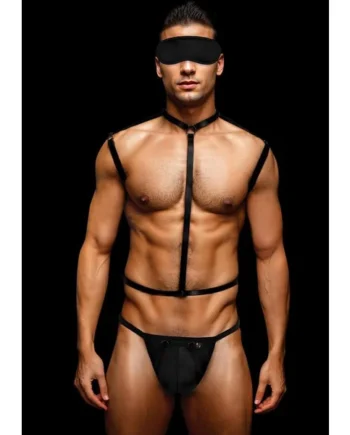 Envy 3 Pc Wet Look Chest Harness - Large/xlarge - Black