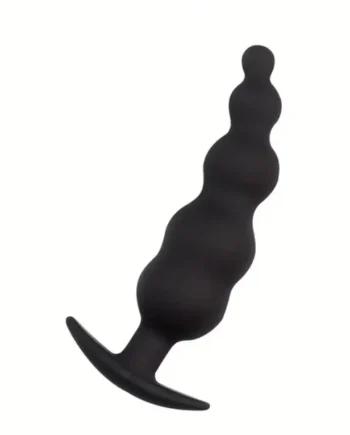 Ergonomic Black Silicone Anal Beads Secure Anchor Base Adult Toy