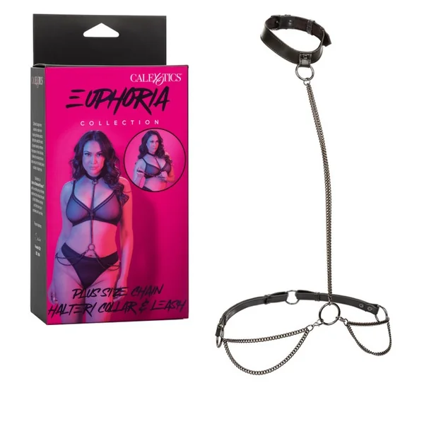 EUPHORIA CHAIN HALTER COLLAR & LEASH PLUS SIZE