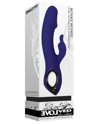 Evolved Bunny Buddy Rechargeable Silicone Rabbit Vibrator Blue