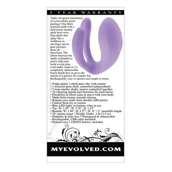 Evolved Petite Tickler Mini Vibe w/Remote – Purple