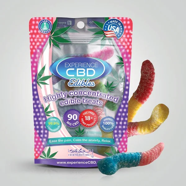 EXPERIENCE CBD 90MG SOUR GUMMY WORMS 3PC (NET)