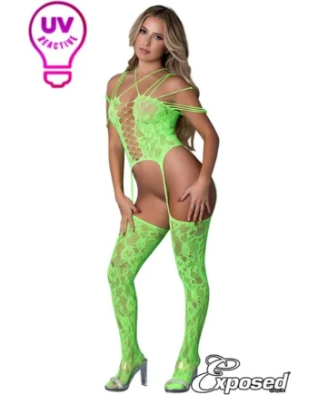 Exposed Strappy Lace Bodystocking by Magic Silk